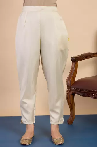 Cream women kurta pant dupatta set
