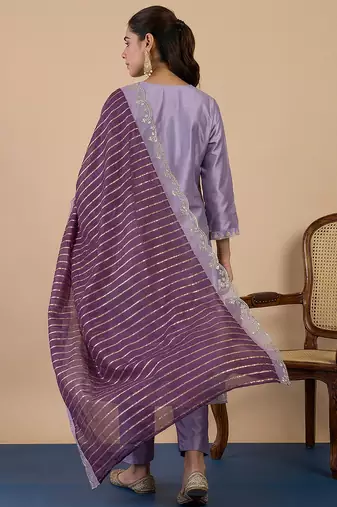 Lavender women kurta pant dupatta set