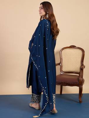 Teal women kurta pant dupatta set 2
