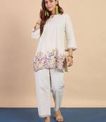 White women khadi cotton kurta pant set