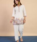White women khadi cotton kurta pant set