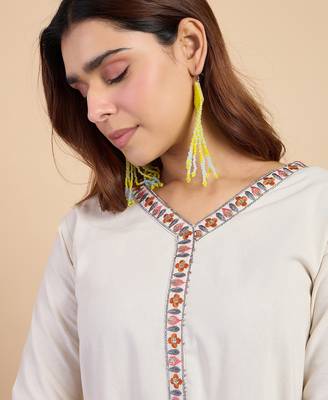 White women khadi cotton kurta pant set 3