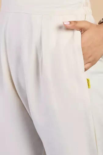White women khadi cotton kurta pant set