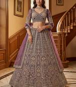 Adorable Purple Sequins Net Bridesmaid Lehenga Choli With Dupatta