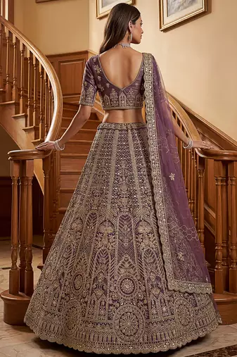 Adorable Purple Sequins Net Bridesmaid Lehenga Choli With Dupatta