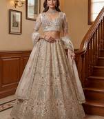 Dreamy Off-White Dori Work Net Wedding Wear Lehenga Choli
