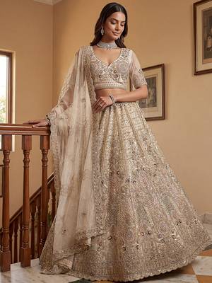 Dreamy Off-White Dori Work Net Wedding Wear Lehenga Choli 2