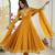 Yellow color faux georgette embroidery work wedding wear gown