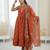 Orange color roman silk embroidery work  party wear gown