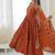 Orange color roman silk embroidery work  party wear gown