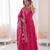 Pink color roman silk embroidery work  party wear gown