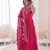 Pink color roman silk embroidery work  party wear gown