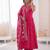 Pink color roman silk embroidery work  party wear gown
