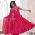 Pink color roman silk embroidery work  party wear gown