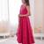 Pink color roman silk embroidery work  party wear gown