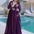 Tantalizing Wine Bead Work Georgette Event Wear Gown