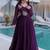Tantalizing Wine Bead Work Georgette Event Wear Gown
