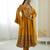 Yellow roman silk embroidery work party wear long gown