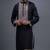Navy blue embroidered silk kurta pant