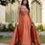 Orange color vichitra silk designer party wear long gown