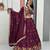 Plum Color Embroidery Coding Thread Chinon Lahenga Choli Set