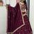 Plum Color Embroidery Coding Thread Chinon Lahenga Choli Set