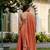 Orange color vichitra silk designer party wear long gown