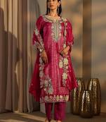 Rani color barsana silk pakistani style salwar suit