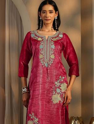 Rani color barsana silk pakistani style salwar suit 2
