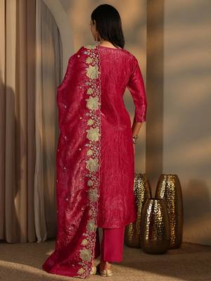 Rani color barsana silk pakistani style salwar suit 3