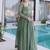 Fascinating Green Bead Work Georgette Mehendi Wear Gown