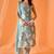 Sea green color designer chinnon silk digital print kurt