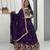 Purple Color Embroidery Coding Thread Chinon Lahenga Choli Set
