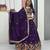 Purple Color Embroidery Coding Thread Chinon Lahenga Choli Set
