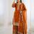 Orange color fendy silk embroidery work wedding wear salwar suit