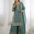 Turquoise color fendy silk embroidery work wedding wear salwar suit