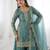 Turquoise color fendy silk embroidery work wedding wear salwar suit