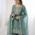 Turquoise color fendy silk embroidery work wedding wear salwar suit