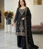 Black color gimmychu silk embroidery work wedding wear salwar suit