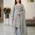 Grey color gimmychu silk embroidery work wedding wear salwar suit