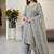 Grey color gimmychu silk embroidery work wedding wear salwar suit