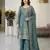 Teal color gimmychu silk embroidery work wedding wear salwar suit