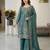 Teal color gimmychu silk embroidery work wedding wear salwar suit