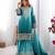 Aqua Blue Color Dori,Sequence And Rivet Moti Work Chinon Silk Top Bottom Dupatta Set