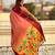 Peach woven zari buti & paithani pallu work silk blend fabric traditional festive style