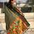 Olive woven zari buti & paithani pallu work silk blend fabric traditional festive style