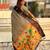 Grey woven zari buti & paithani pallu work silk blend fabric traditional festive style