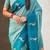 Sea green woven zari buti & paithani pallu work silk blend fabric traditional festive style