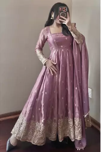 Heavy fendy silk embroidered sequince work wedding kurta set