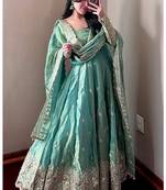 Heavy fendy silk embroidered sequince work wedding kurta set